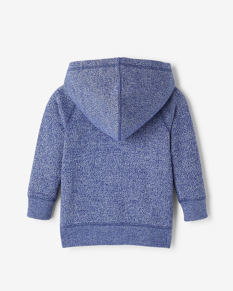 Chandail original à capuchon et glissière en jersey bouclette de coton bio pour bébés