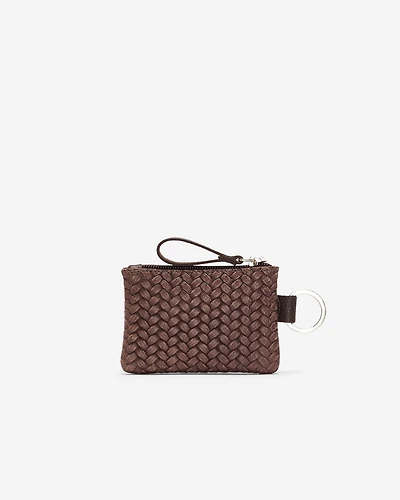 Pochette à glissière en cuir tiss