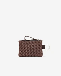 Pochette à glissière en cuir tiss