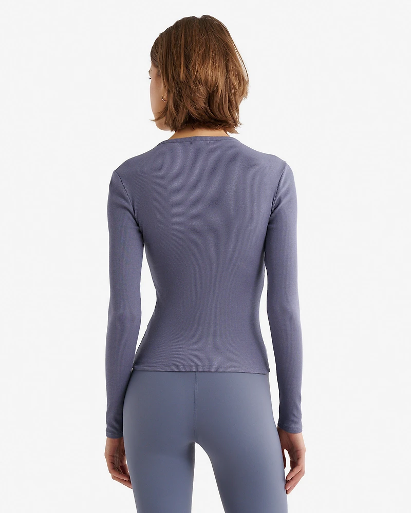 Chandail henley ajusté à manches longues en tissu côtelé Roam