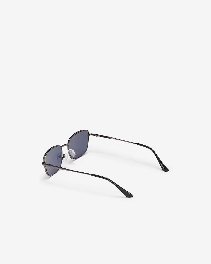 Womens Metal Slim Rectangle Sunglasses