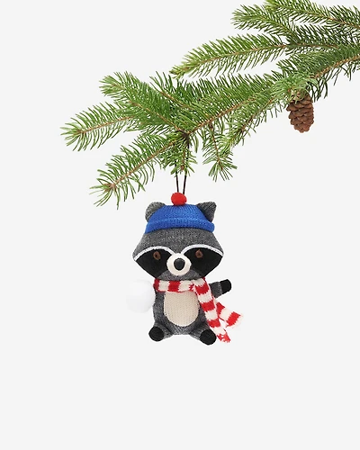 Snowball Fight Raccoon Ornament