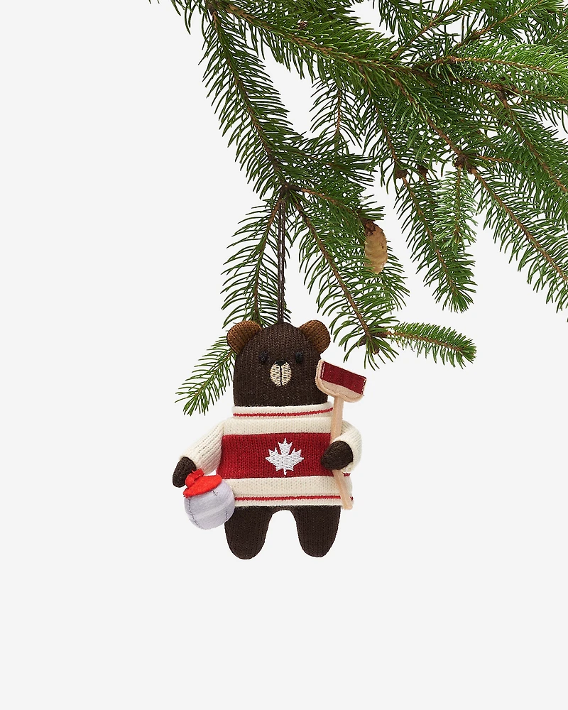 Curling Brown Bear Ornament