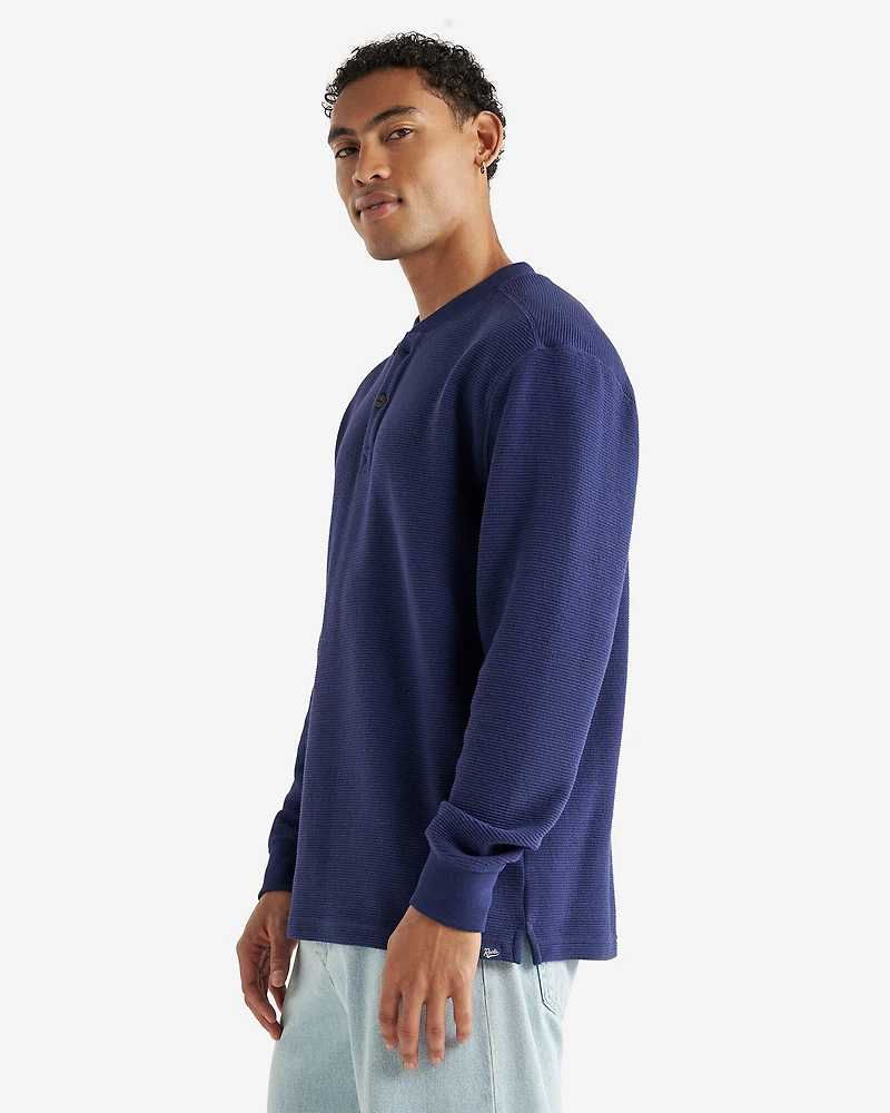 Chandail henley à col boutonné en tricot double Thompson