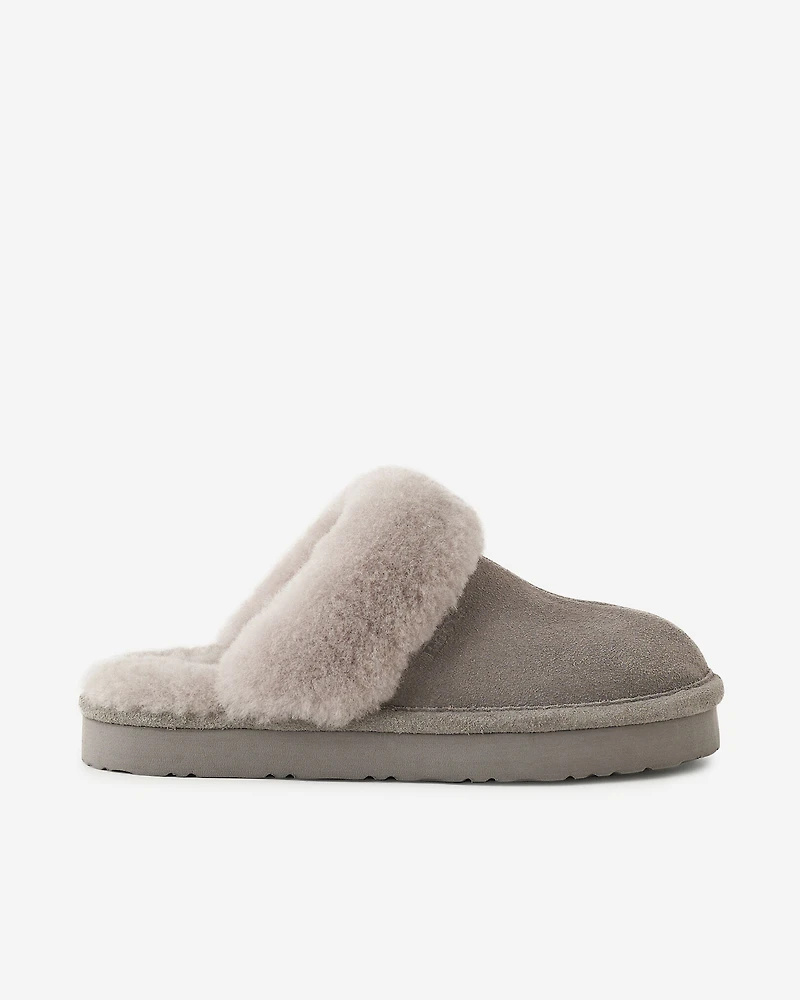 Womens Shearling Platform Slipper