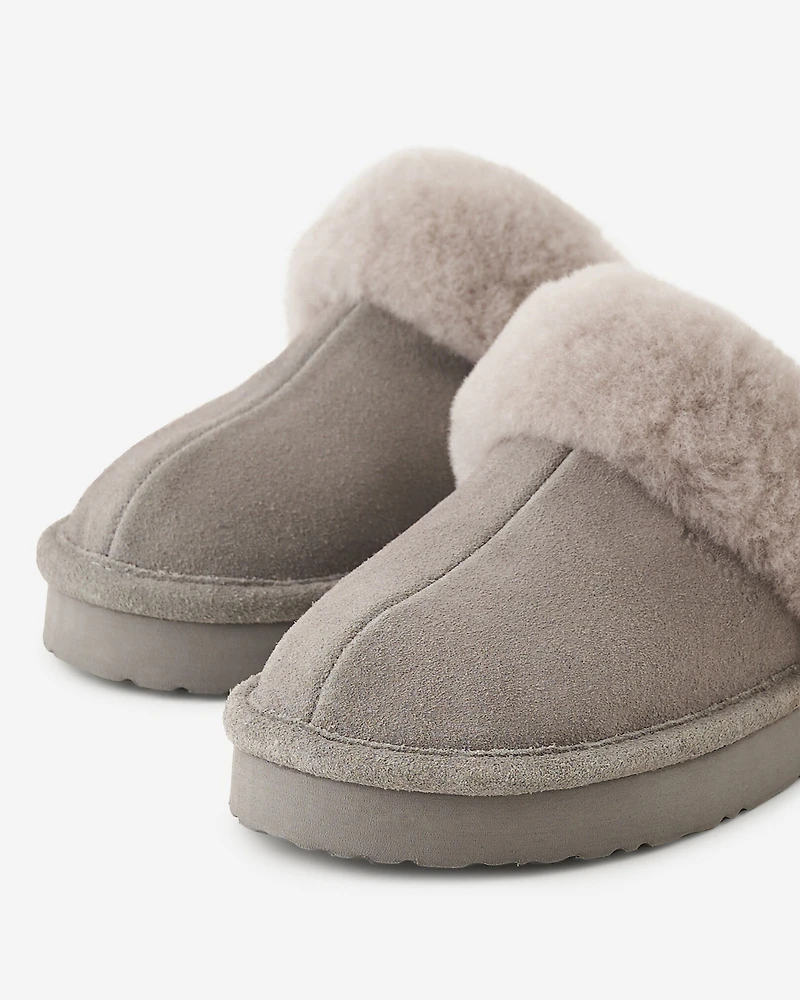 Womens Shearling Platform Slipper