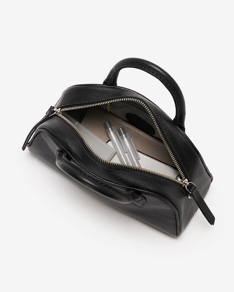 Mini sac à main style bowling en cuir Cervino