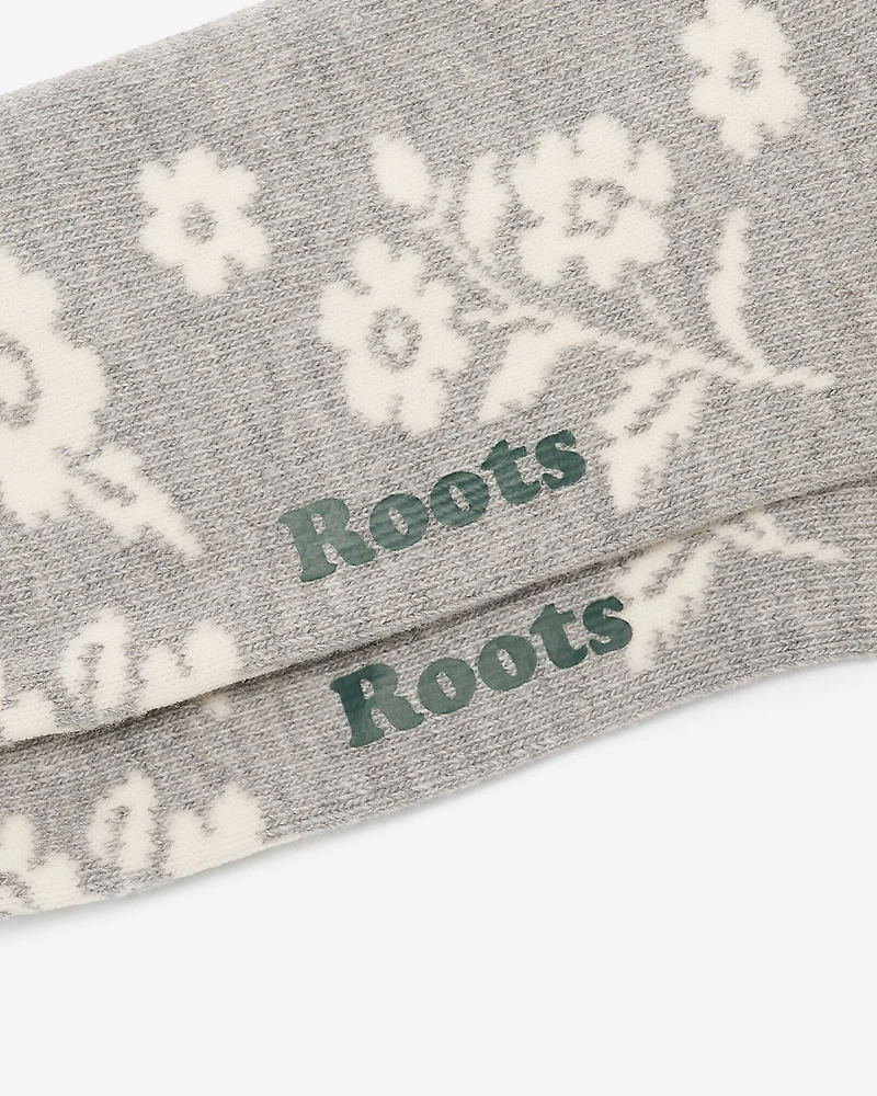 Adult Floral Print Quarter Sock