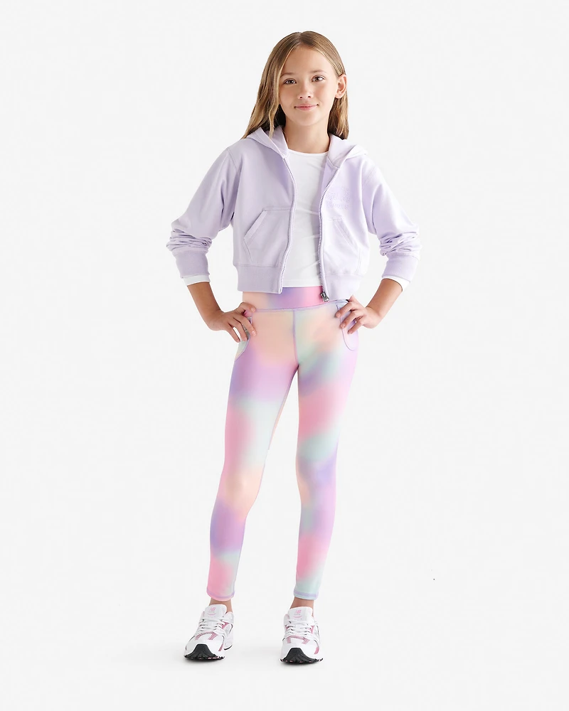 Chandail prérétréci en coton bio à capuchon et glissière Cooper pour fille