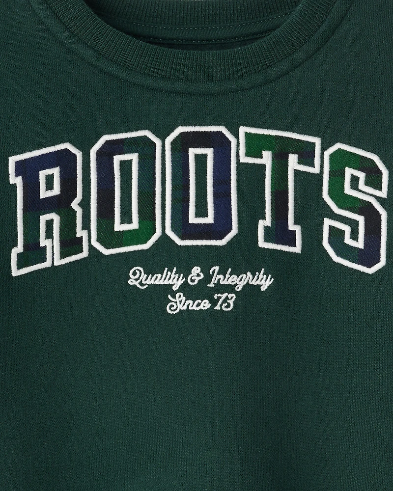 Chandail à col rond avec appliqué carreaux pour bébés