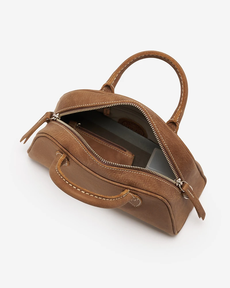 Mini sac à main style bowling en cuir Tribe