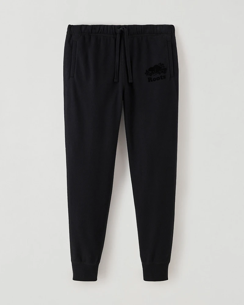 Pantalon original ajusté long à cheville côtelée en molleton de coton bio (entrejambe : 32,5 po)