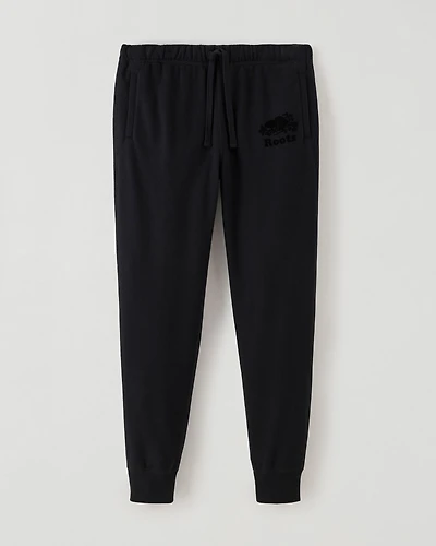 Pantalon original ajusté long à cheville côtelée en molleton de coton bio (entrejambe : 32,5 po)