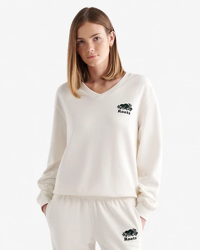 Chandail col en V molleton de coton bio Cooper