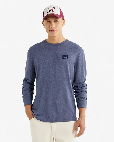 T-shirt poivré à manches longues en coton bio pour hommes