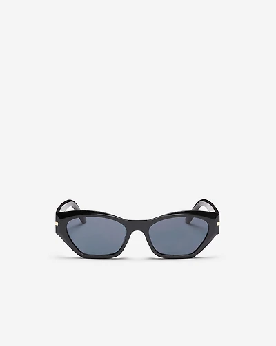 Womens Plastic Slim Cat-Eye Metal Decorated Sunglasses