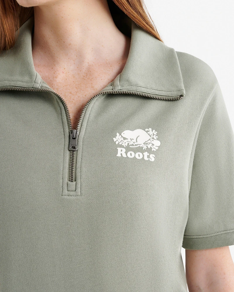 Cooper Terry Short Sleeve Quarter Zip Dress