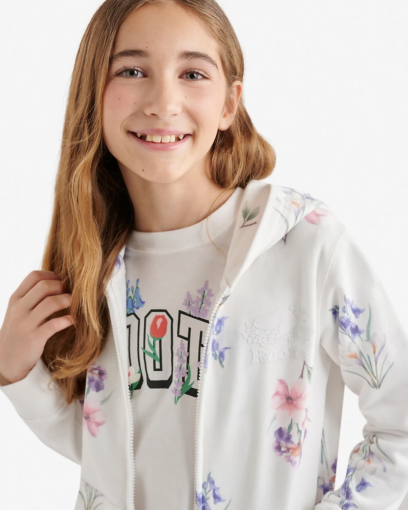 Chandail à capuchon et glissière motif floral Cooper pour enfants