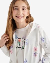 Chandail à capuchon et glissière motif floral Cooper pour enfants
