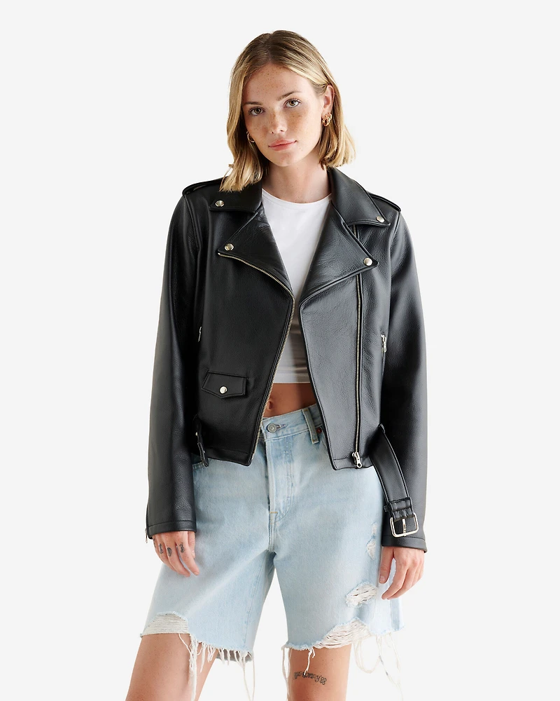 Blouson style moto classique en cuir Navigator