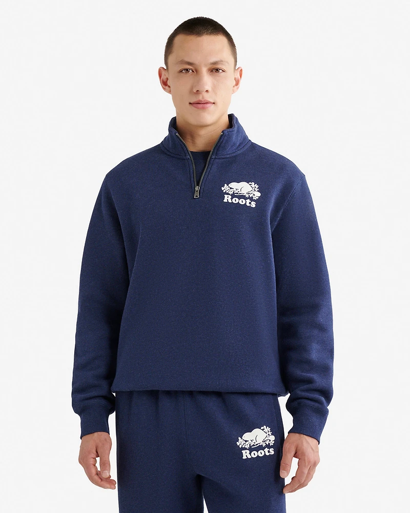 Chandail à glissière un quart original en coton bio