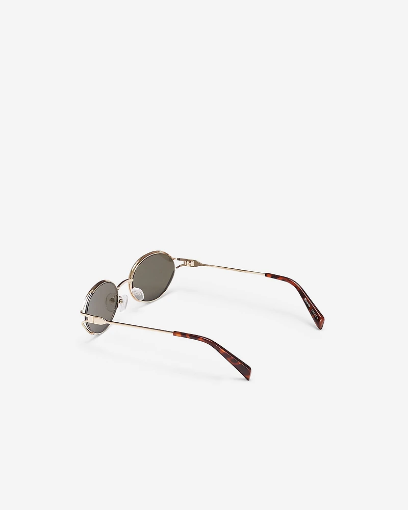 Womens Metal Slim Oval Sunglasses