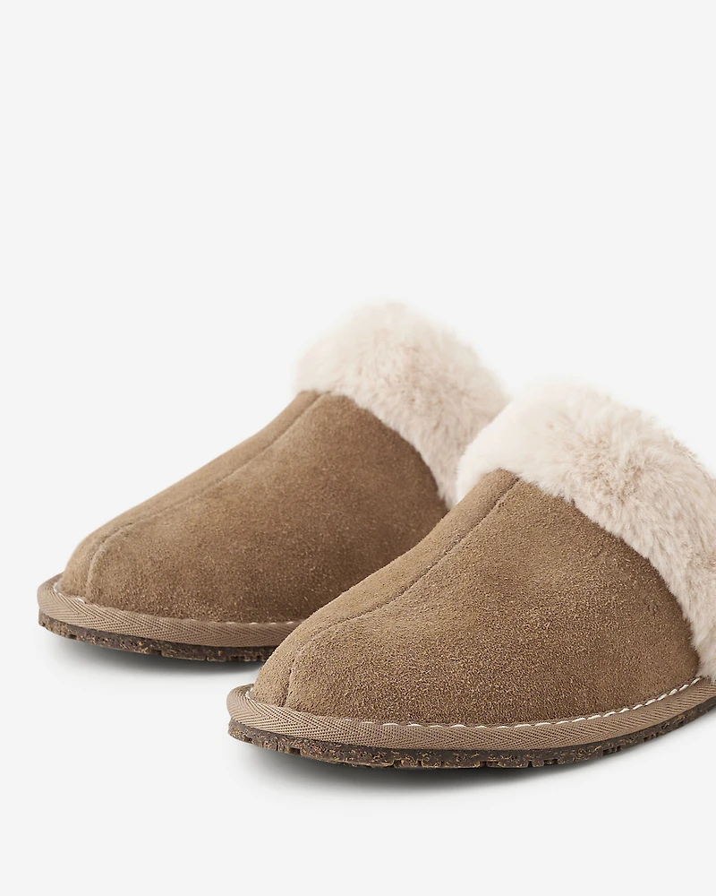 Pantoufles en suède pour femme