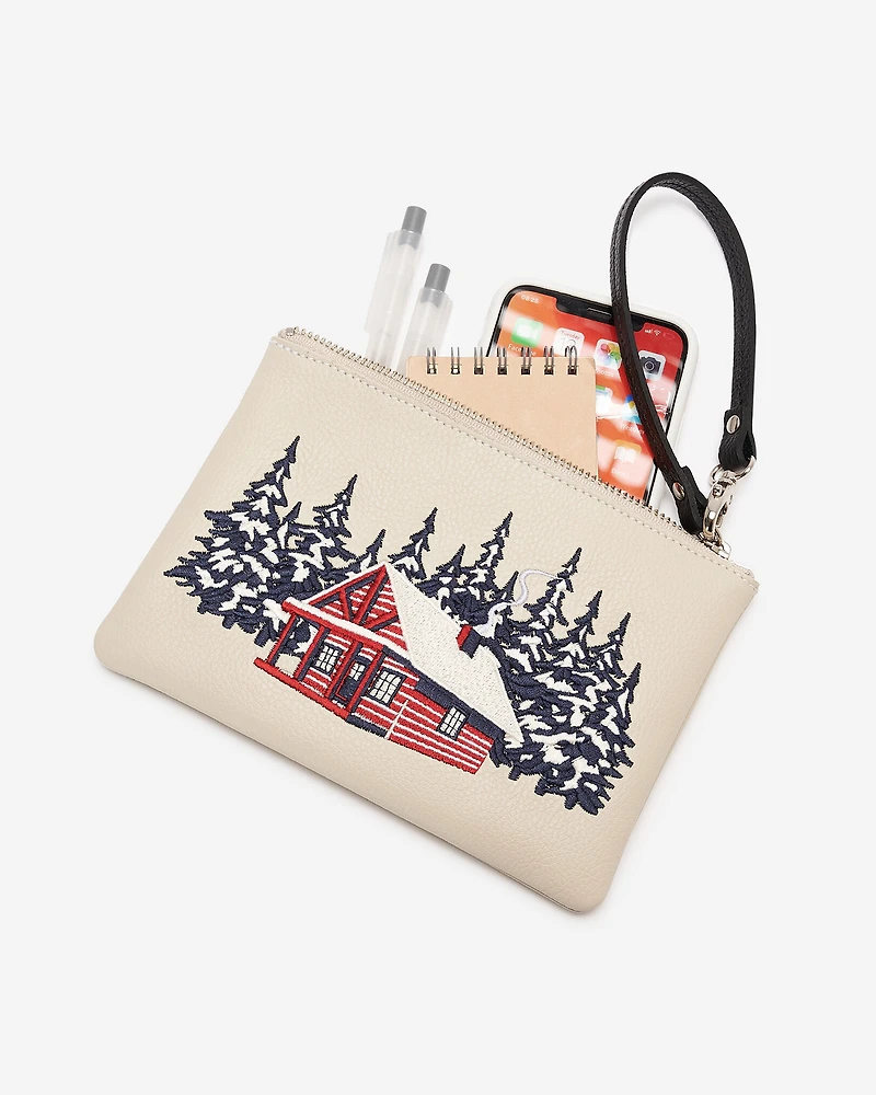 Grande pochette à glissière Cabane en cuir Cervino