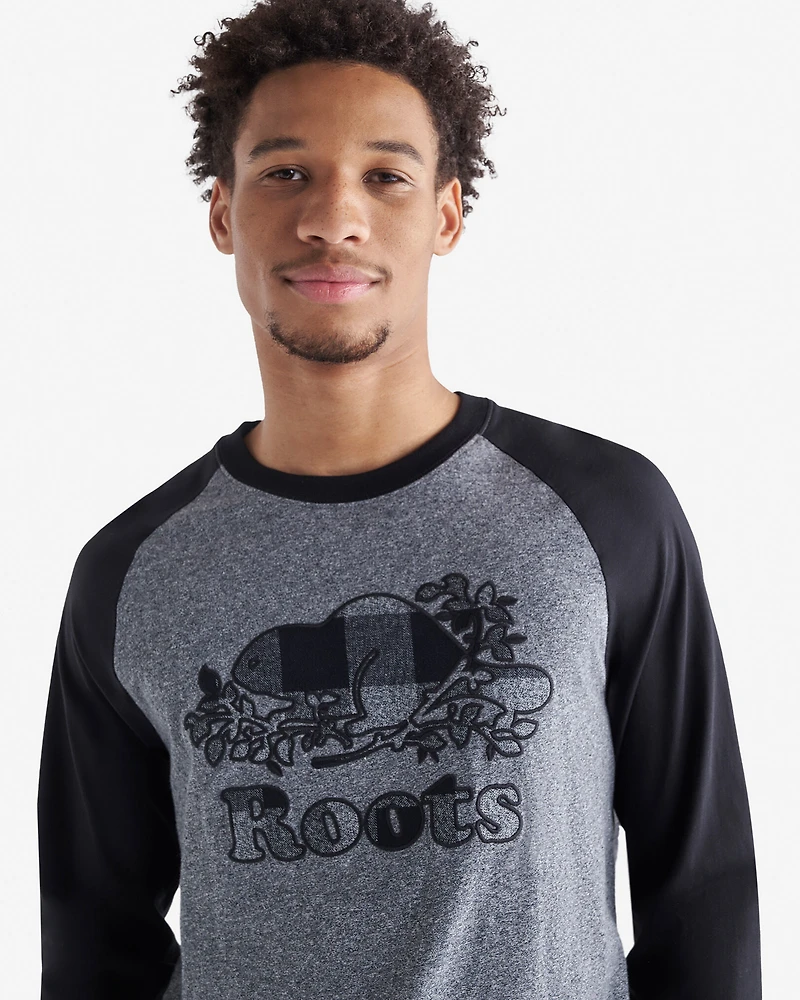 T-shirt à carreaux et manches longues raglan Cooper pour hommes