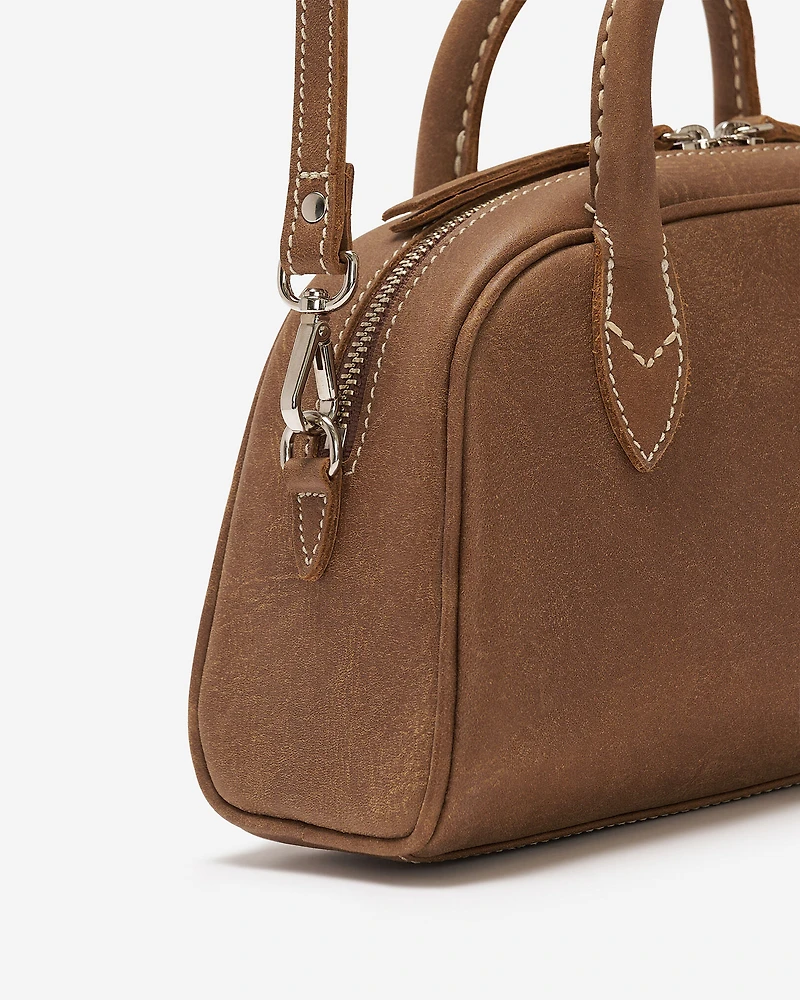 Mini sac à main style bowling en cuir Tribe