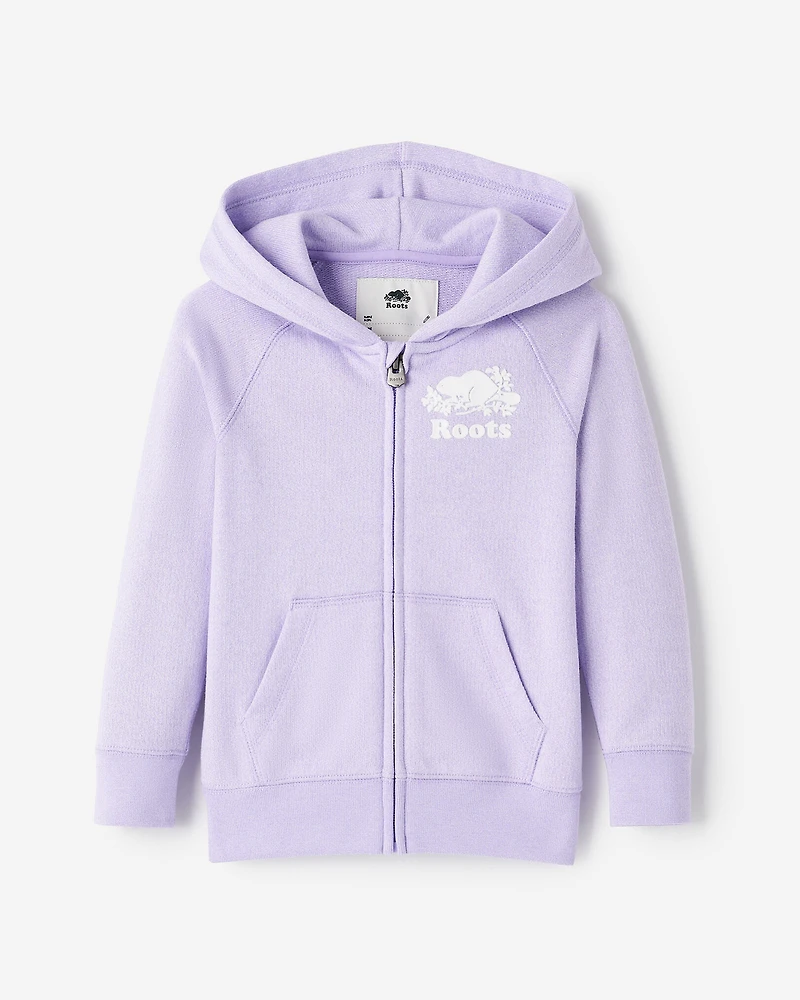 Chandail original à capuchon et glissière en jersey bouclette de coton bio pour tout-petits