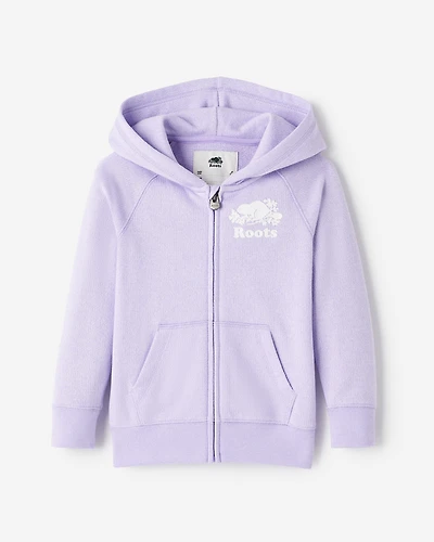 Chandail original à capuchon et glissière en jersey bouclette de coton bio pour tout-petits