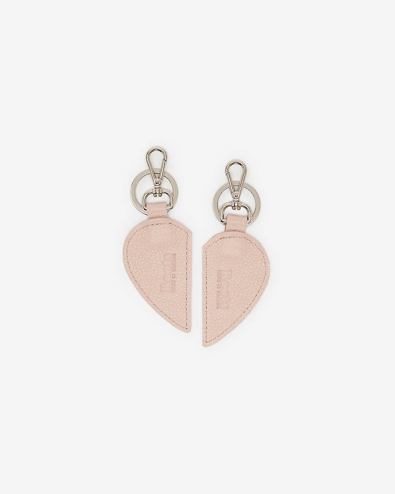Porte-clés double cœur en cuir Cervino