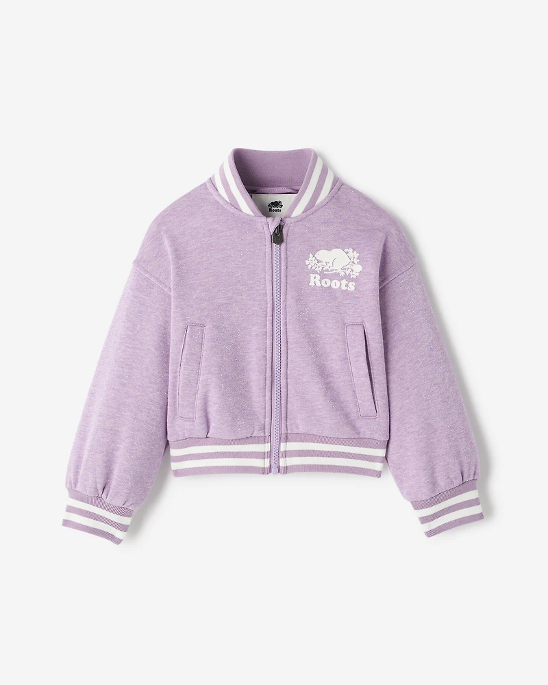 Blouson universitaire scintillant Cooper pour toutes-petites