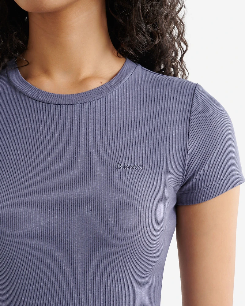 Haut côtelé ajusté à manches courtes Roam