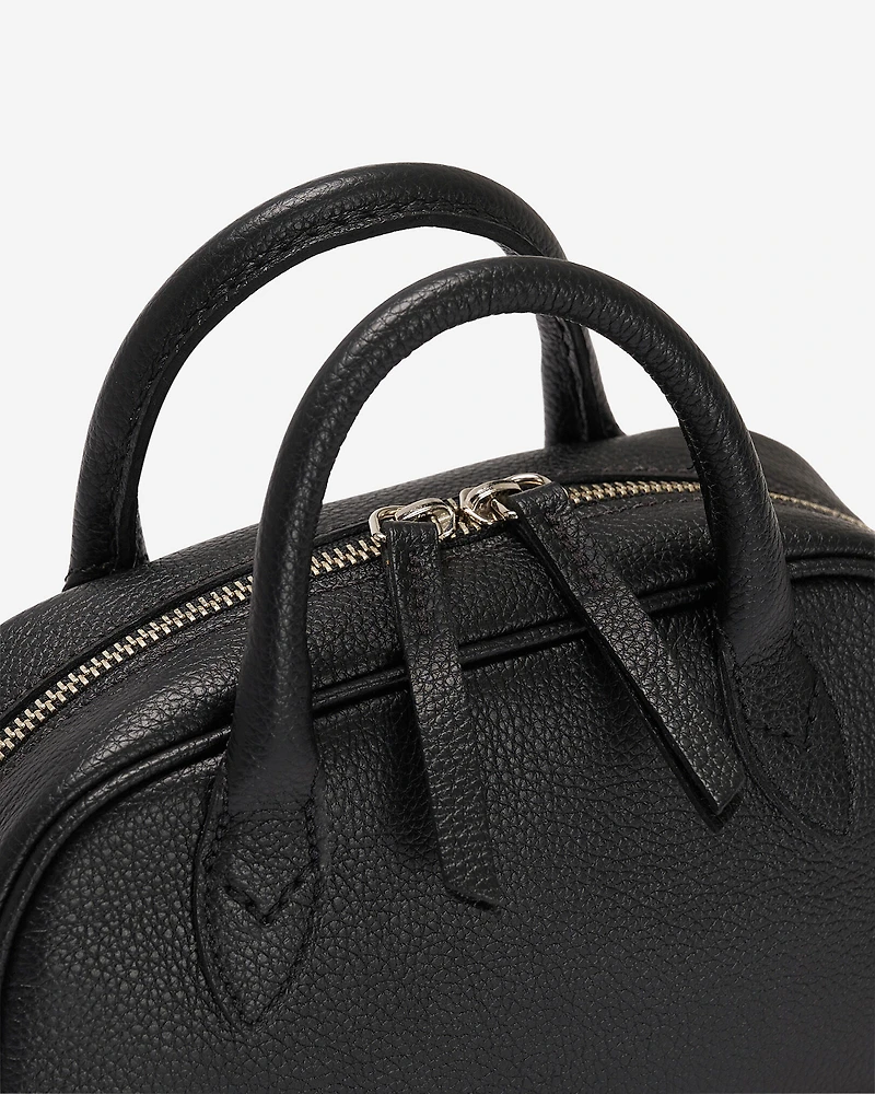 Mini sac à main style bowling en cuir Cervino