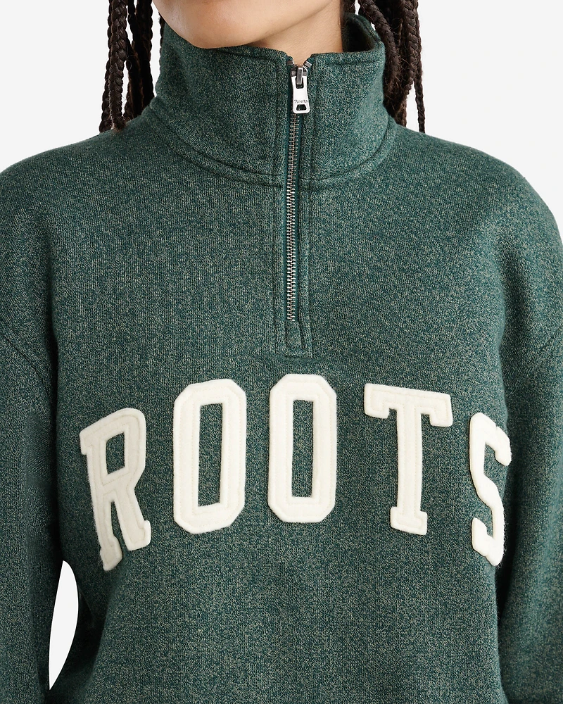 Chandail à glissière un quart avec appliqué Roots