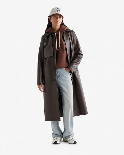 Womens Leather Trench Lake