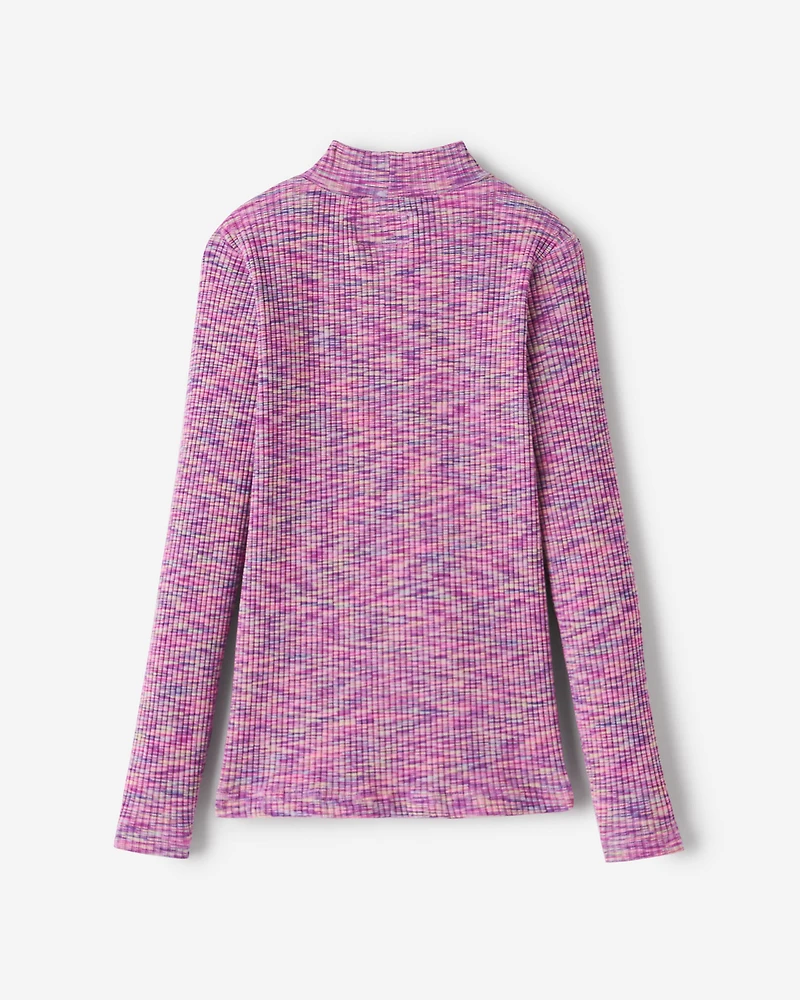 Girls Space Dye Mock Neck Top