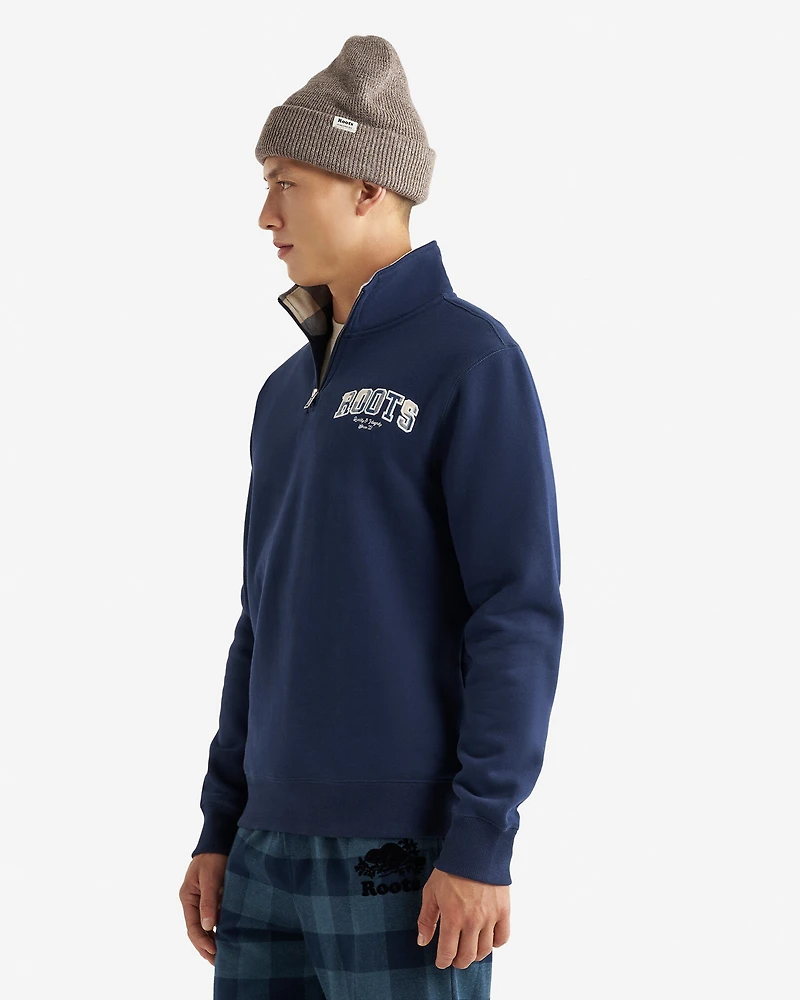 Chandail à demi-glissière avec appliqué carreaux