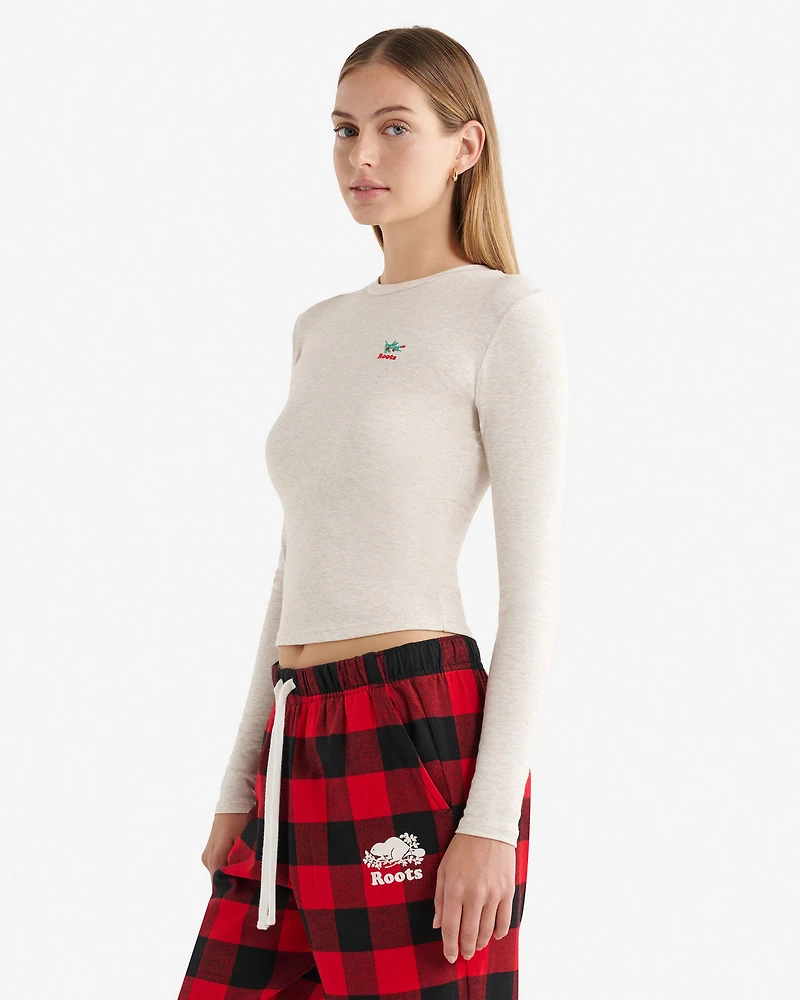 Chandail ajusté à manches longues Temps des fêtes pour femmes