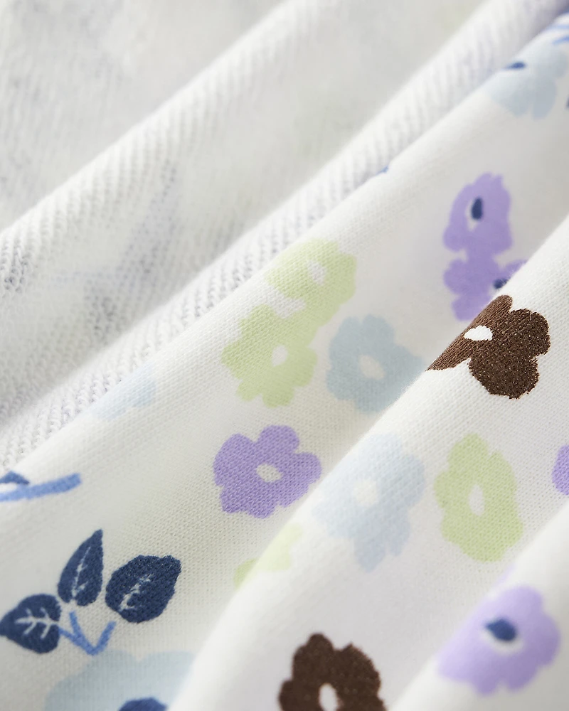 Chandail à capuchon et glissière motif floral pour tout-petit