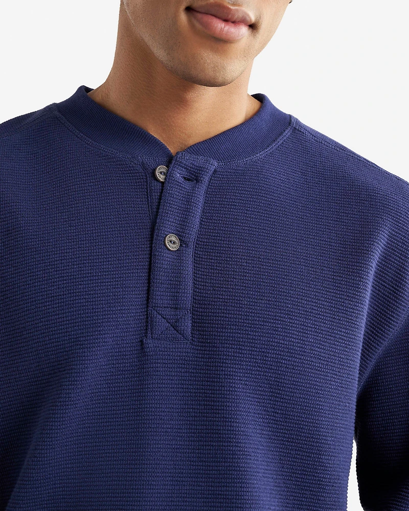Chandail henley à col boutonné en tricot double Thompson
