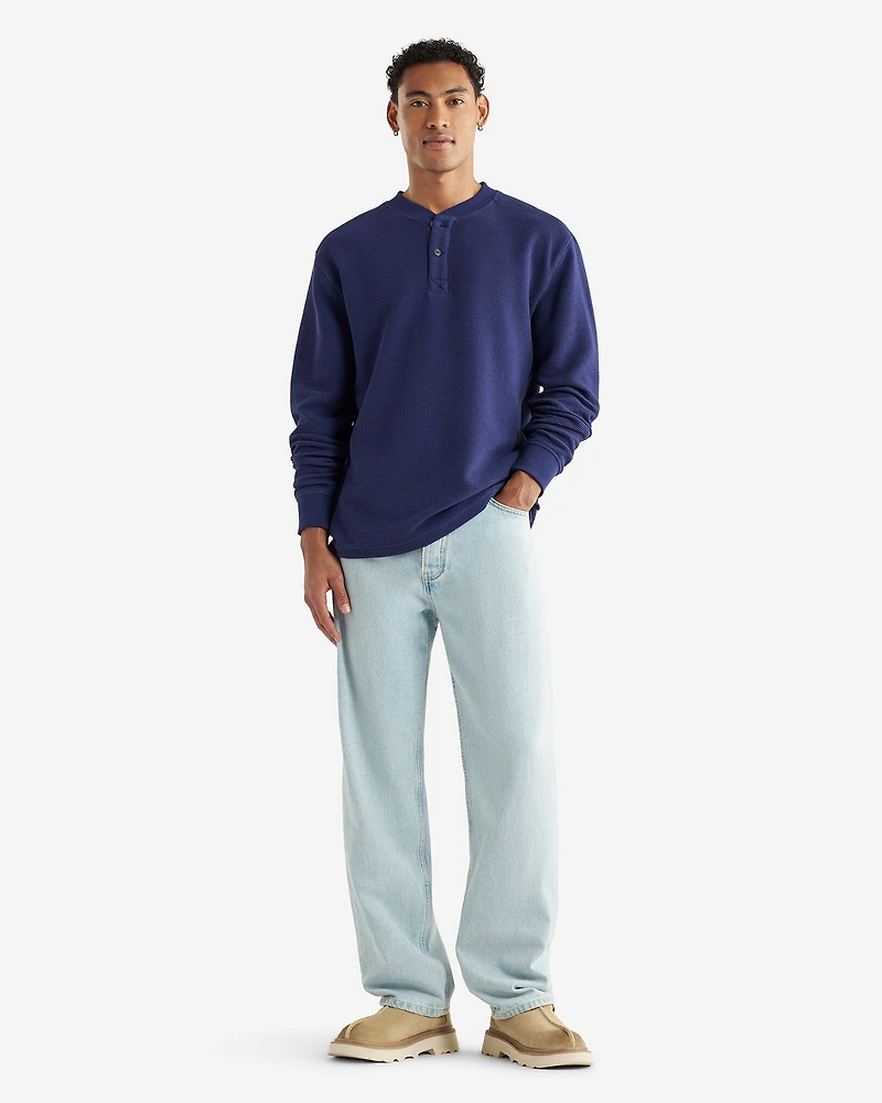 Chandail henley à col boutonné en tricot double Thompson