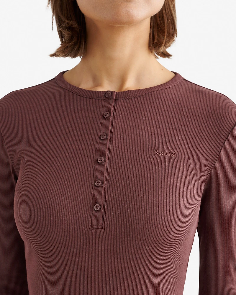 Chandail henley ajusté à manches longues en tissu côtelé Roam