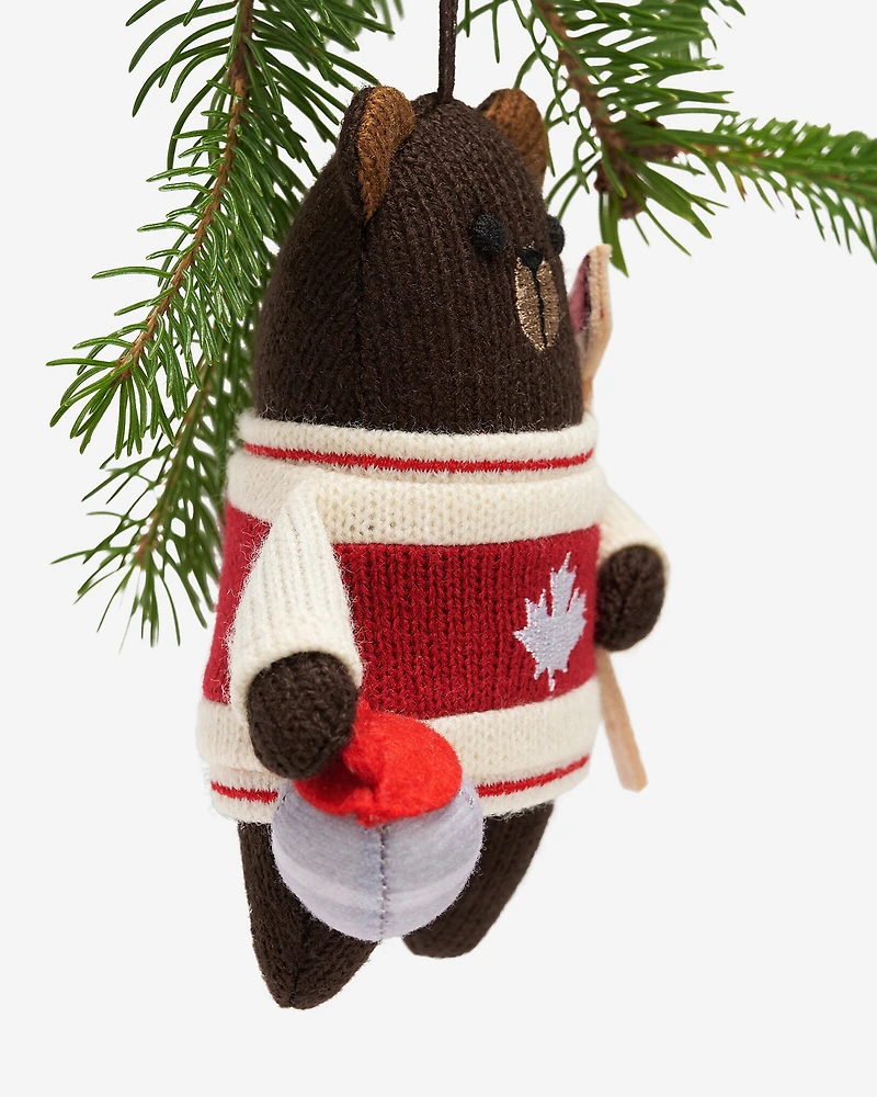 Curling Brown Bear Ornament