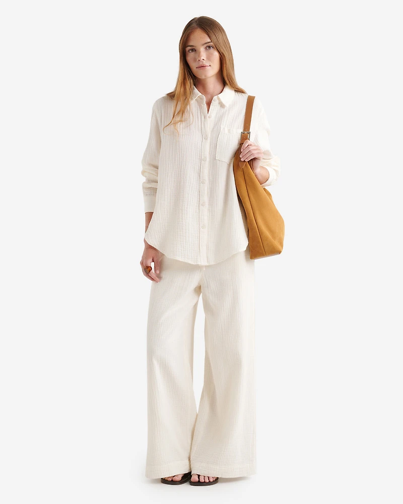 Pantalon à jambe large en coton Isla