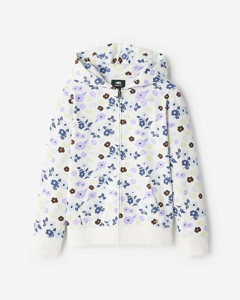 Chandail original à capuchon et glissière motif floral pour enfant