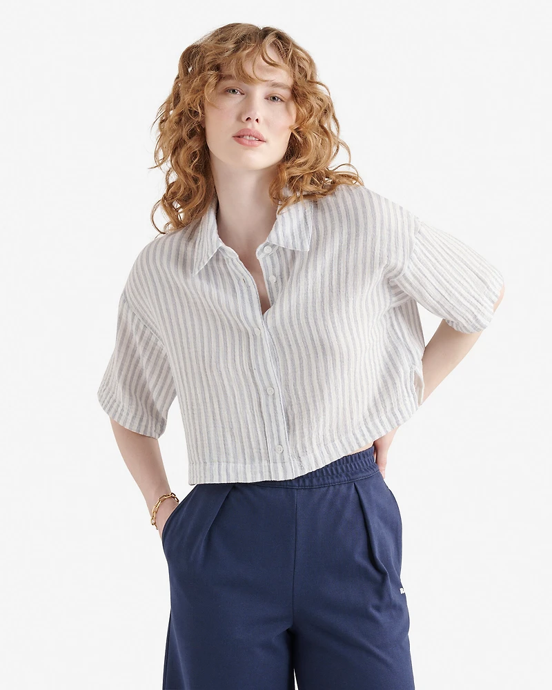 Chemise à manches courtes en gaze de coton Isla