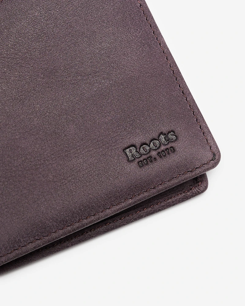 Portefeuille mince à rabat latéral en cuir Tribe